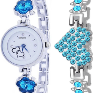 Ethnic Blue Bracelet Look Analog Watch for Girls